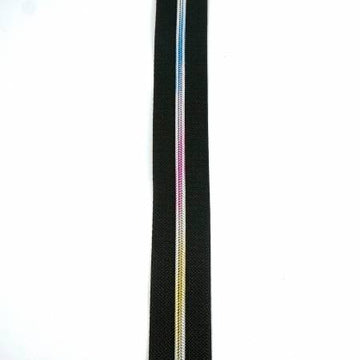 Emmaline Bags: Zipper by the Yard-Black/Rainbow