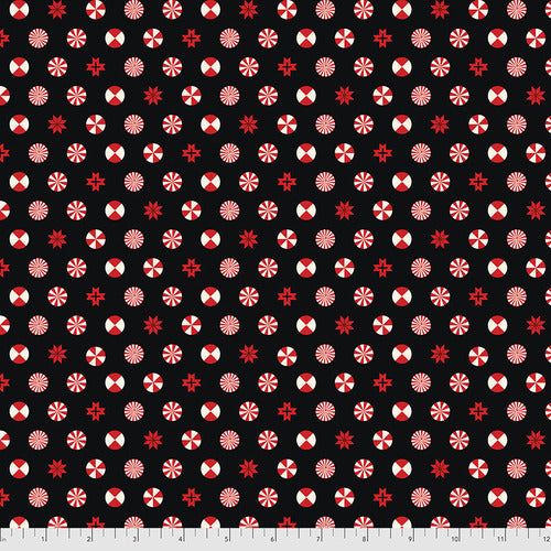 Tula Pink HOLIDAY HOMIES: Flannel Peppermint Stars - Ink (1/4 Yard)