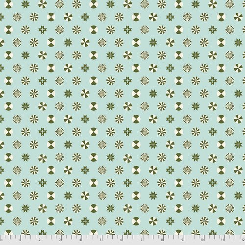 Tula Pink HOLIDAY HOMIES: Flannel Peppermint Stars - Pine Fresh (1/4 Yard)