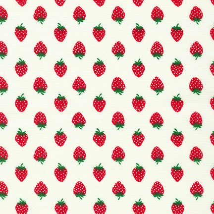 Handworks Home: Strawberries-White (1/4 Yard)