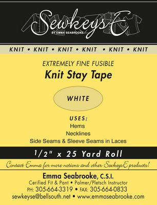 FUSIBLE KNIT STAY TAPE .5IN White