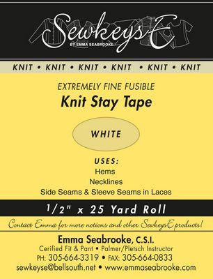 FUSIBLE KNIT STAY TAPE .5IN White