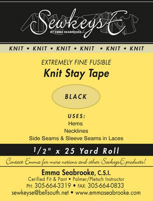 FUSIBLE KNIT STAY TAPE .5IN Black