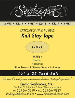 FUSIBLE KNIT STAY TAPE .5IN Ivory