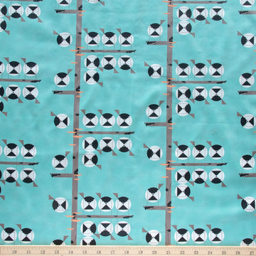 Charley Harper Nurture v2: Family of Chickadees Blue (1/4 Yard)
