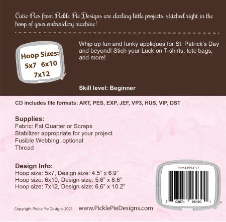 Lucky Applique Machine Embroidery Design: CD