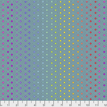 Tula Pink TRUE COLORS: Hexy Rainbow in Peacock (1/4 Yard)