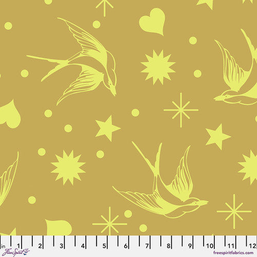 Tula Pink TRUE COLORS-NEON: Neon Fairy Flakes-Moon Beam (1/4 Yard)