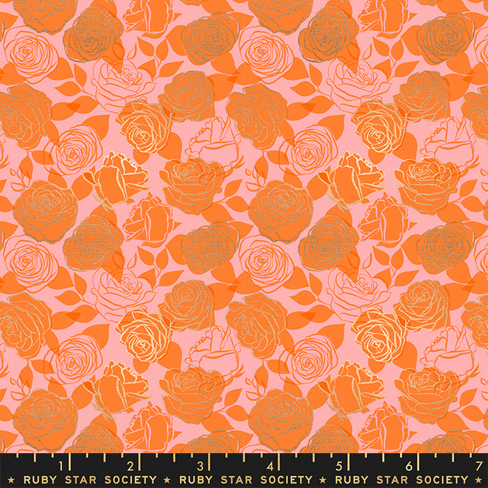 Ruby Star Society CURIO: Roses-Balmy Metallic (1/4 Yard)