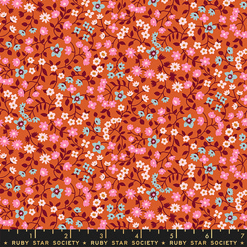 Strawberry & Friends: Clothesline Floral - Pecan (1/4 Yard)