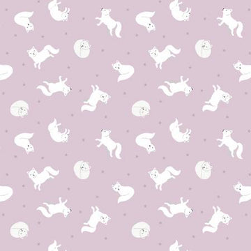 Small Things Polar Animals: Winter Pink Arctic Fox Pearlized (1/4 Yard)