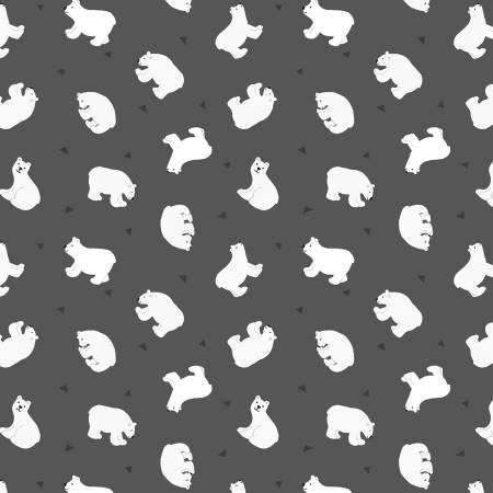 Small Things Polar Animals: Night Sky Polar Bears Pearlized (1/4 Yard)