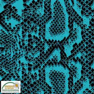AVALANA Rayon Fabric:Graphics-BlackTurquoise 3-Yard Pre-Cut