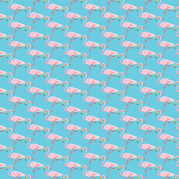 SIDESTROKE BOOGIE: Flamingoes-Cyan (1/4 Yard)