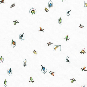 Wishwell Petit: Birds in White (1/4 Yard)