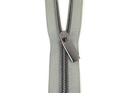 #5 ZIPPERS BY THE YARD GREY TAPE GUNMETAL TEETH