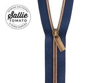 Sallie Tomato: #5 Zippers by the Yard-Navy/Antique