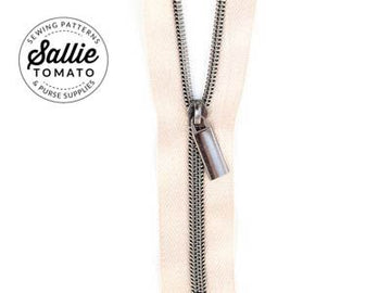 Sallie Tomato: #5 Zippers by the Yard-Beige/Gunmetal