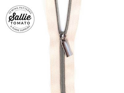 Sallie Tomato: #5 Zippers by the Yard-Beige/Gunmetal