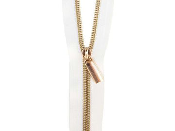 Sallie Tomato: #5 Zippers by the Yard-White/Light Gold