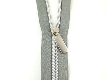 Sallie Tomato: #5 Zippers by the Yard-Grey/Nickel