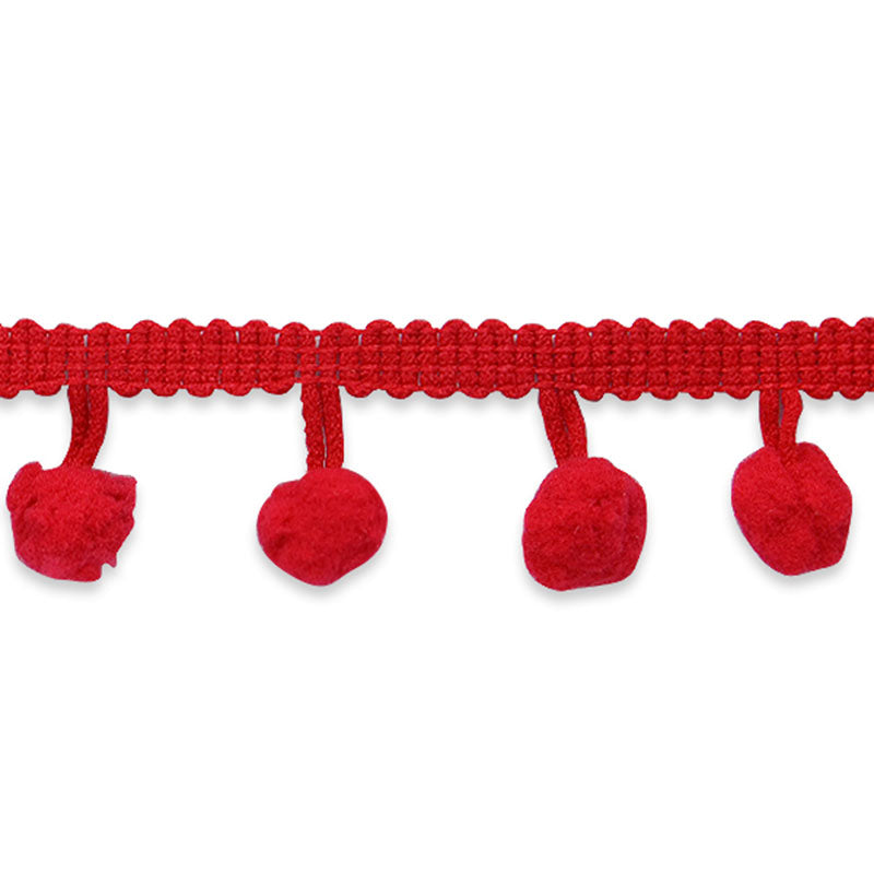 Pom Fringe Trim- Red