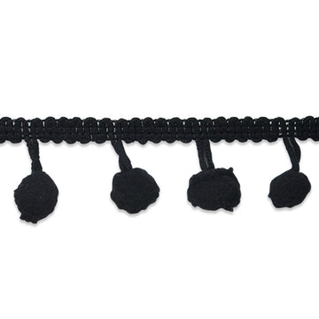 Pom Fringe Trim- Black (1/4 Yard)