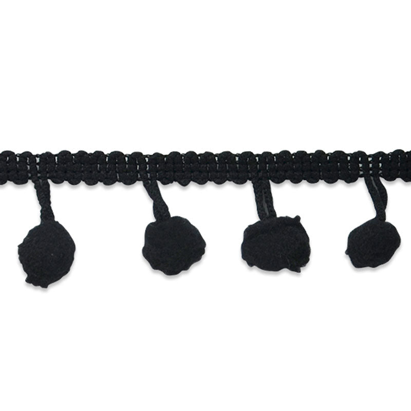 Pom Fringe Trim- Black (1/4 Yard)