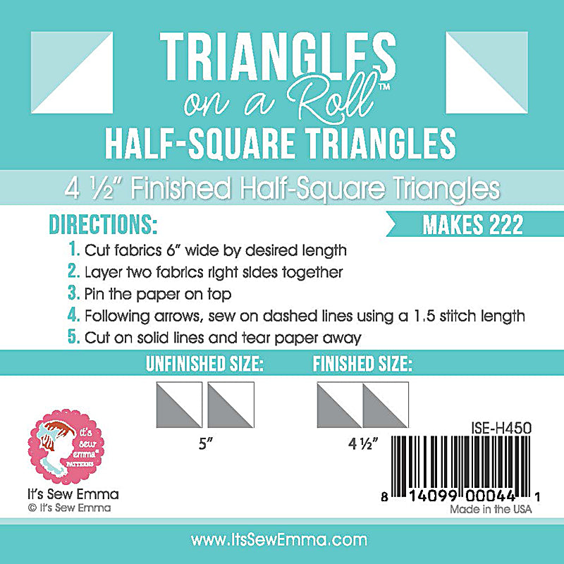 Triangles on a roll finished half square 4.5
