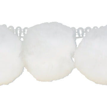 Jumbo Ball Fringe 50mm- White (1/4 Yard)